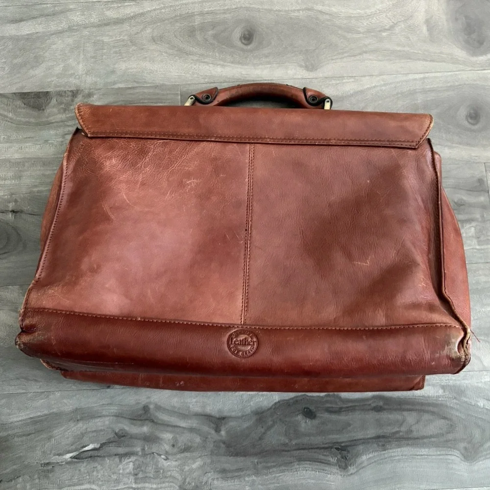 Avenues America‎ Vintage Leather Briefcase Portfolio Messenger Bag brown